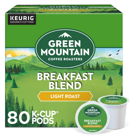 Green Mountain Coffee Roasters Light Roast Coffee Pods, Breakfast Blend, 80 ct.