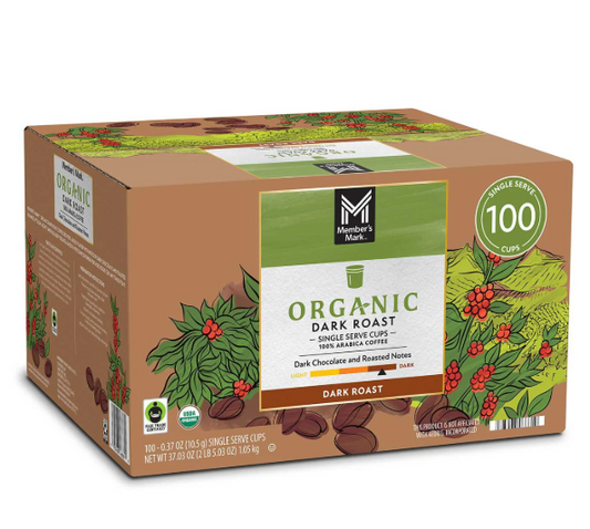 Member's Mark Organic Dark Roast Coffee Pods, 100 ct.