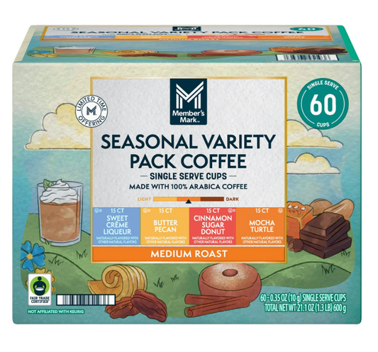 Member's Mark Medium Roast Spring Seasonal Coffee Pods, Variety Pack, 60 pk.