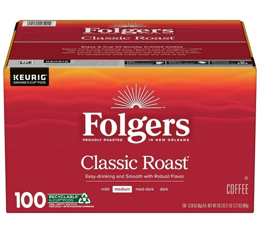 Folgers Classic Medium Roast K-Cup Coffee Pods, 100 ct.