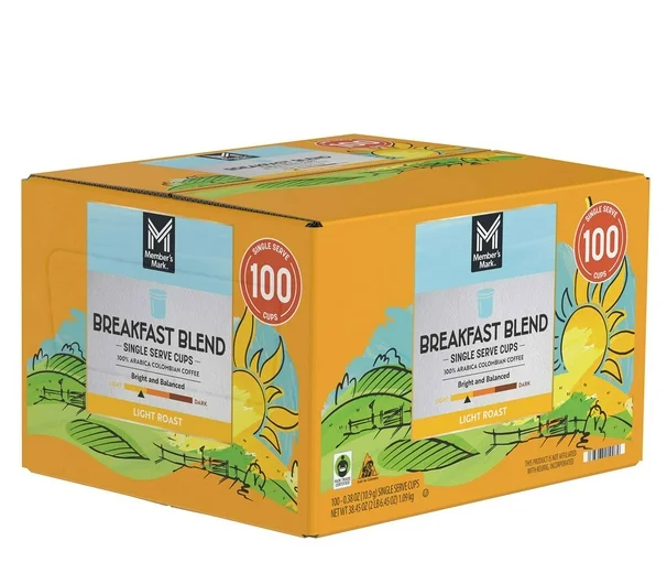 Member's Mark Breakfast Blend Light Roast Coffee Pods, 100 ct.