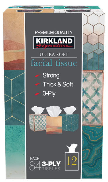 Kirkland Signature Facial Tissue, 3-Ply, 84-count, 12-pack